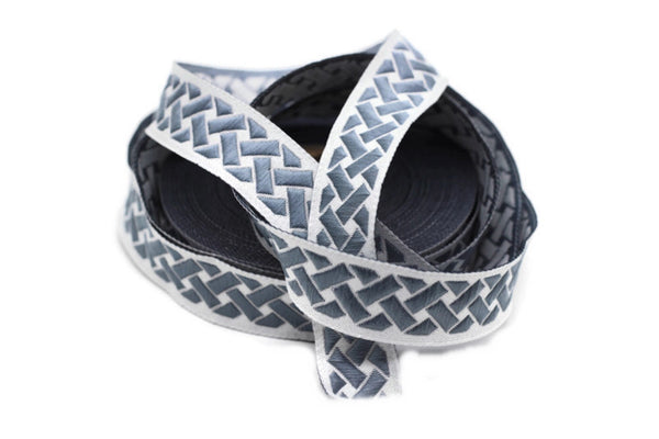 20mm Blue Knot 0.78 (inch) | Jacquard Trim | Embroidered Woven Ribbon | Jacquard Ribbon | Sewing Trim | 20 mm Wide | 20274