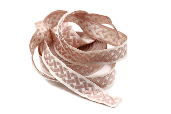 20mm Pink Knot 0.78 (inch) | Jacquard Trim | Embroidered Woven Ribbon | Jacquard Ribbon | Sewing Trim | 20 mm Wide | 20274