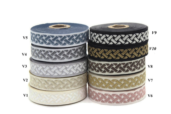 20mm Brown Knot 0.78 (inch) | Jacquard Trim | Embroidered Woven Ribbon | Jacquard Ribbon | Sewing Trim | 20 mm Wide | 20274