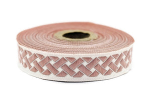 20mm Pink Knot 0.78 (inch) | Jacquard Trim | Embroidered Woven Ribbon | Jacquard Ribbon | Sewing Trim | 20 mm Wide | 20274