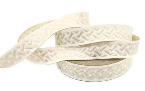 20mm Cream Knot 0.78 (inch) | Jacquard Trim | Embroidered Woven Ribbon | Jacquard Ribbon | Sewing Trim | 20 mm Wide | 20274