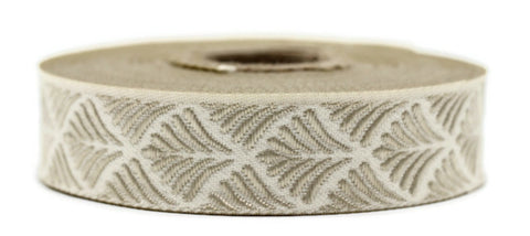 20 mm Beige Seashell   0.78 (inch) | SeaShell Ribbon | Embroidered Woven Seashell Ribbon | Jacquard Ribbon | 20 mm Wide | 20273