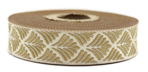 20 mm Golden Seashell 0.78 (inch) | SeaShell Ribbon | Embroidered Woven Seashell Ribbon | Jacquard Ribbon | 20 mm Wide | 20273