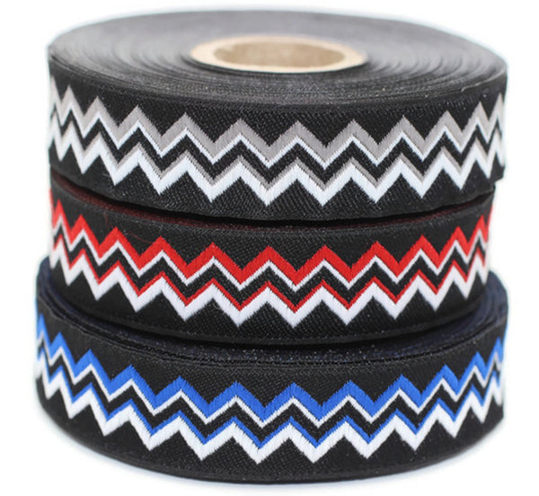 20 mm Zigzag Ribbon  (0.78 inch) | Zigzag trim | Jacquard trim | Fabric wide trims | Craft supplies | Vintage trim | 20278