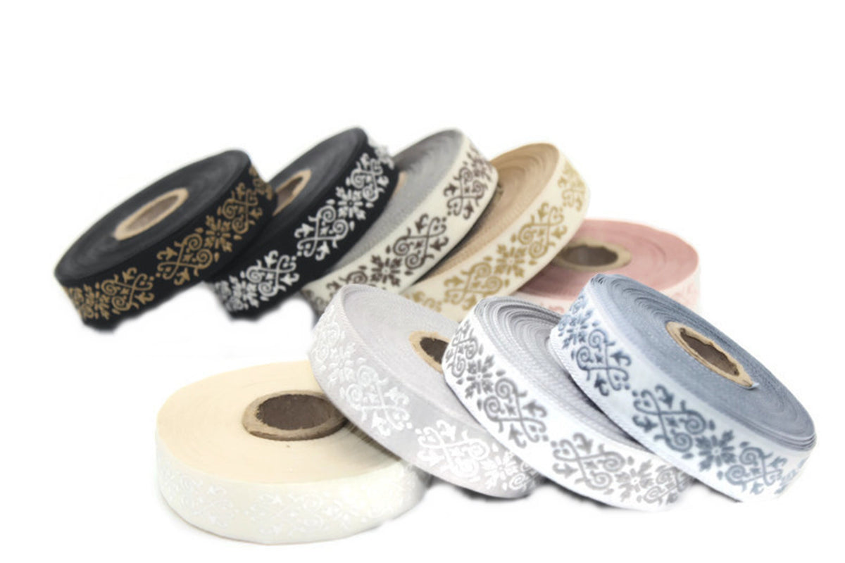 20mm Victorian Jade Jacquard Ribbon 0.78 (inch) | Embroidered Woven Bo ...