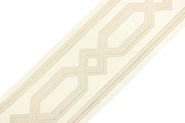 16 Yards Cream 100 mm Embroidered Ribbons (3.93 inch), Jacquard Trims, Curtain Trimmings, Drapery Curtain Trims, Jacquard Ribbons 178 V1