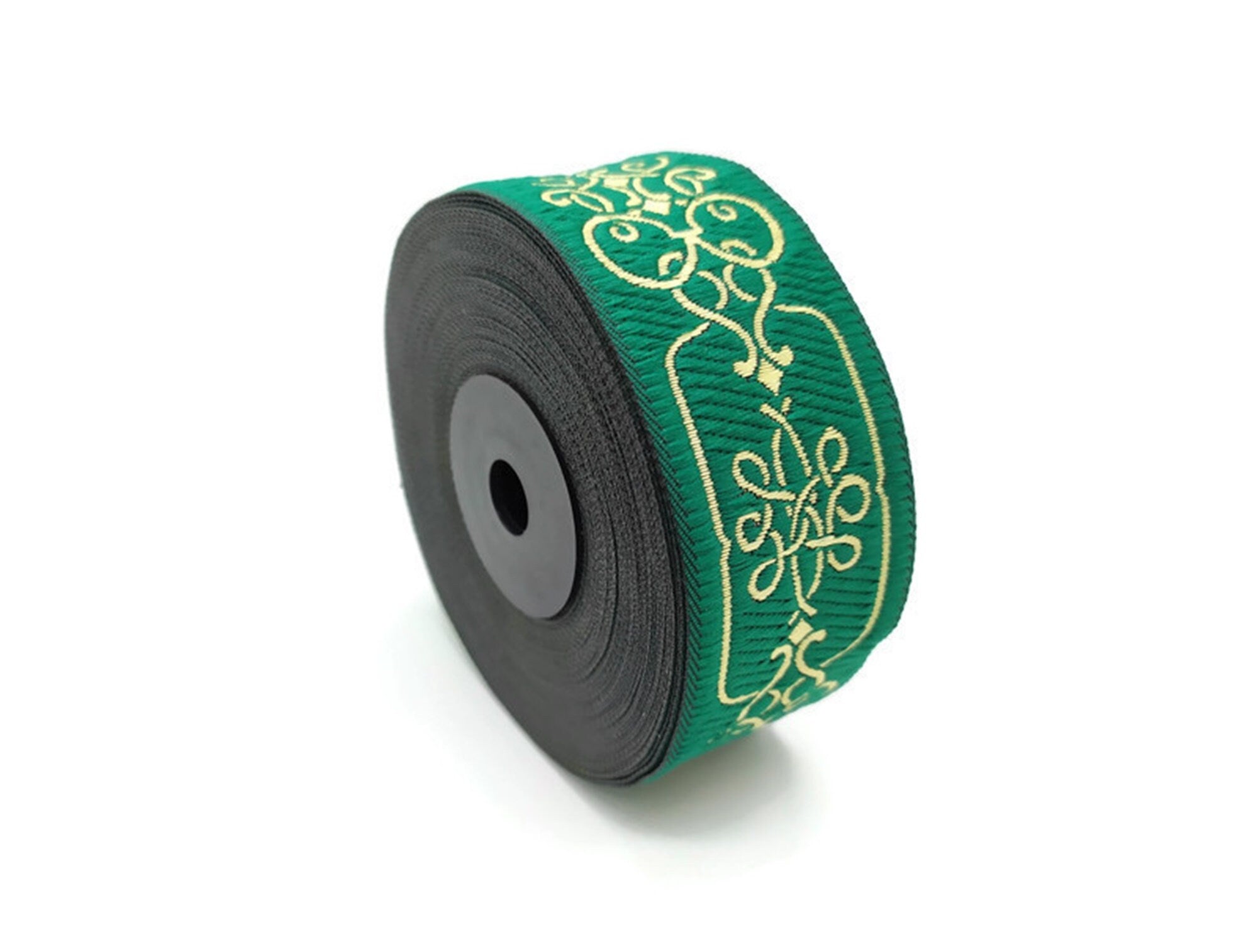 35 mm Green Nobility 1.37 (inch) | Novelty Ribbon | Celtic Ribbon | Embroidered Woven Ribbon | Jacquard Ribbon | 35mm Wide, CNK01