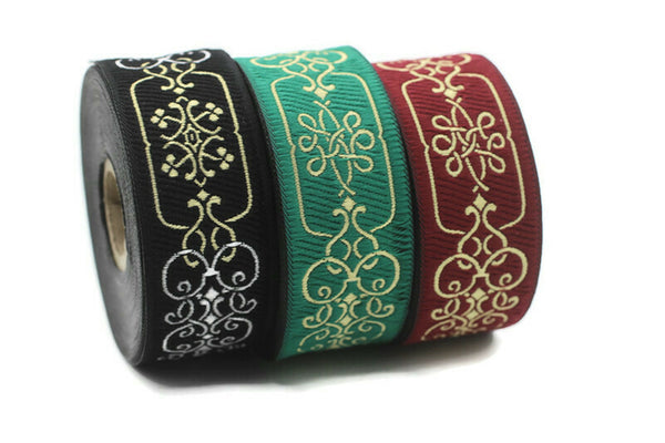 35 mm Claret Red Nobility 1.37 (inch) | Novelty Ribbon | Celtic Ribbon | Embroidered Woven Ribbon | Jacquard Ribbon | 35mm Wide, CNK01