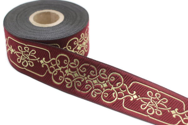 35 mm Claret Red Nobility 1.37 (inch) | Novelty Ribbon | Celtic Ribbon | Embroidered Woven Ribbon | Jacquard Ribbon | 35mm Wide, CNK01