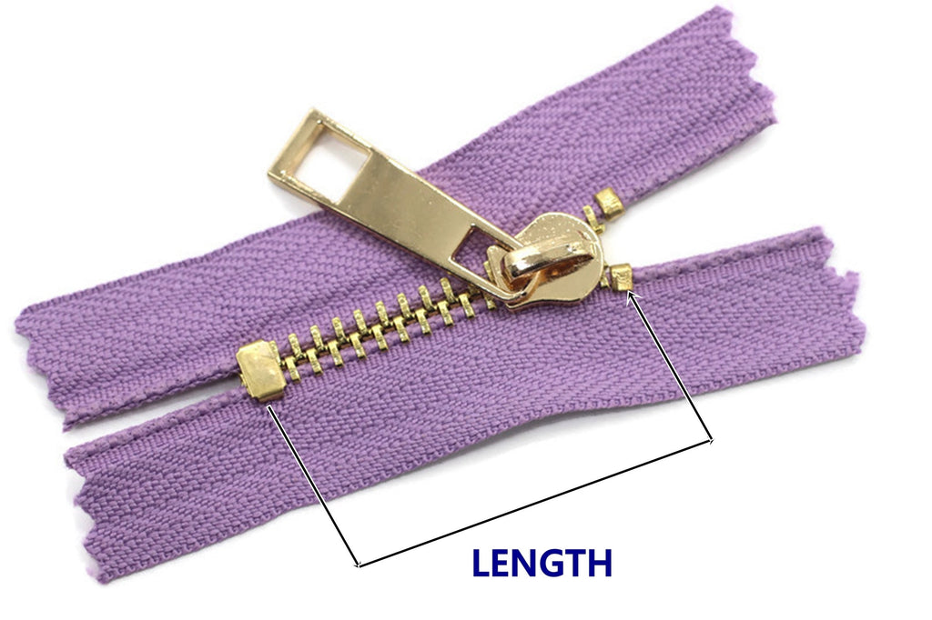 5 Pcs Metal zippers with gold brass teeth, Tip #5, 22-100cm (9-40inc, Ribbonsland 5 Pcs Metal zippers with gold brass teeth, Tip #5, 22-100cm (9-40inc, Ribbonsland