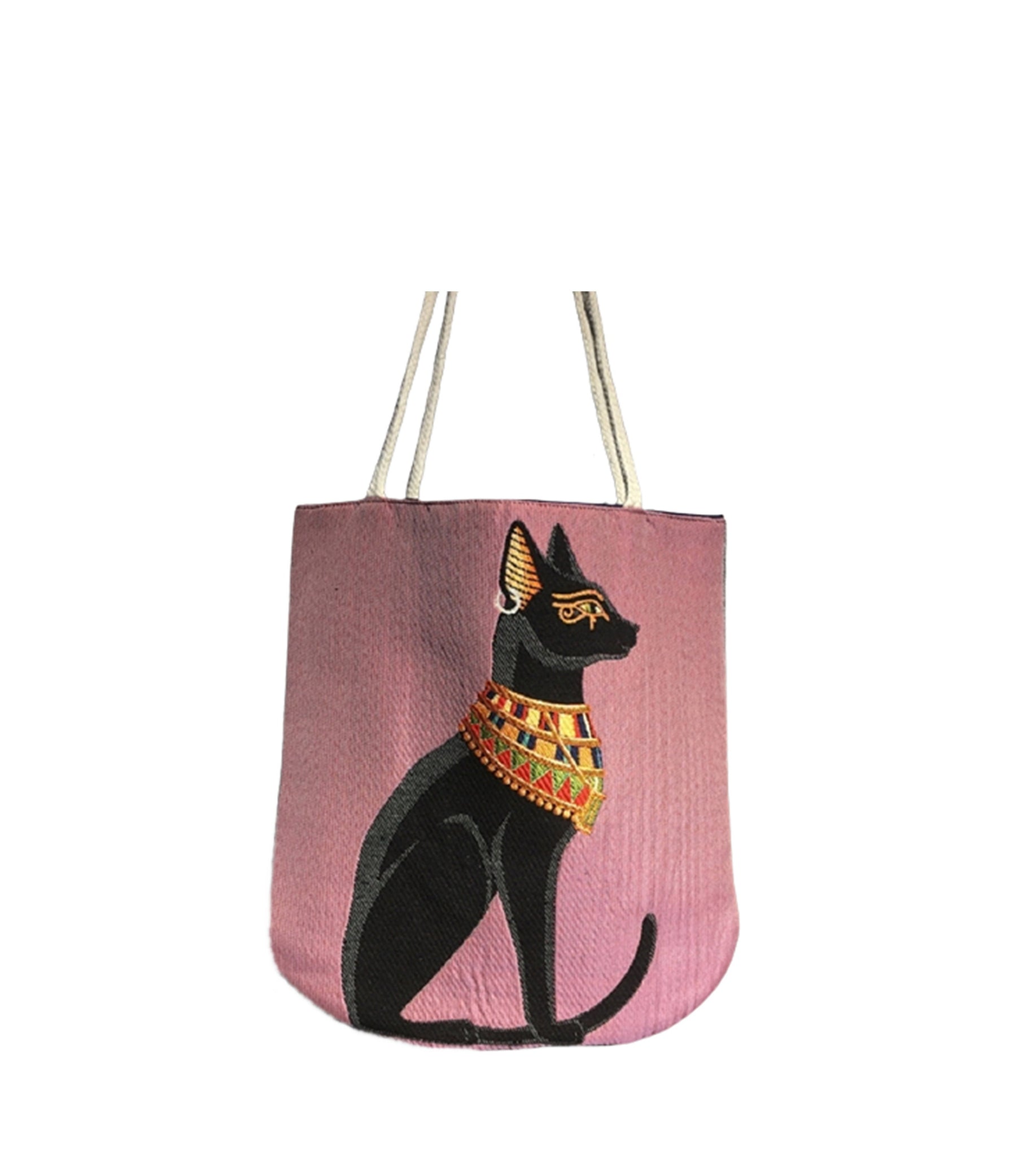 Pharaoh Cat Vintage Style Ethnic Turkish Boho Shoulder Medium Tote Bag, Kilim Bag, Geometric Bag, Hippie Bag, Shoulder Bag, Purse Bag