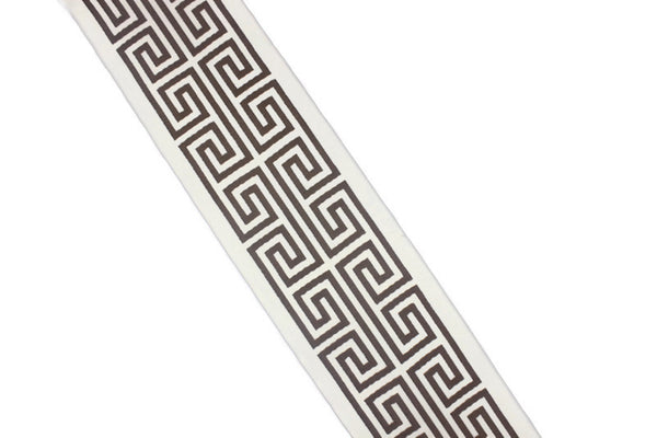 Brown 100 mm Embroidered Ribbon (3.93 inch) | Jacquard Trims | Sewing Trim | Drapery Trim | Curtain Trims | Jacquard Ribbons | 176 V4