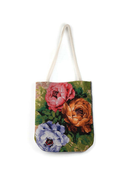 Roses Vintage Style Ethnic Turkish Boho Shoulder Medium Tote Bag, Kilim Bag, Geometric Bag, Hippie Bag, Shoulder Bag, Purse Bag