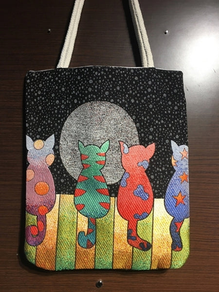 Space Cats Vintage Style Ethnic Turkish Boho Shoulder Medium Tote Bag, Kilim Bag, Geometric Bag, Hippie Bag, Shoulder Bag, Purse Bag