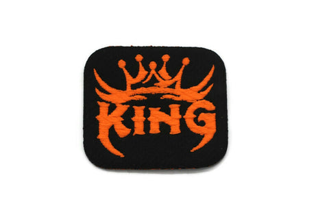 Neon Orange King Patch 1.6 Inch Iron On Patch Embroidery, Custom Patch, High Quality Sew On Badge for Denim, Sew On Patch, Applique