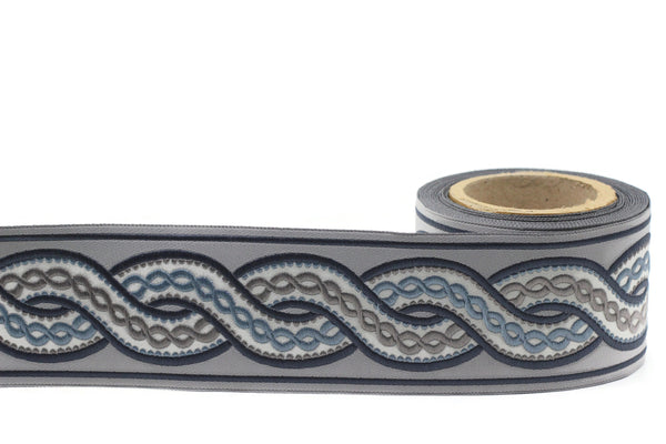Blue 68 mm Spiral Ribbons (2.67 inch), Jacquard Trims, Sewing Trim, drapery trim, Curtain trims, Jacquard Ribbons, trim for drapery, 138 V3