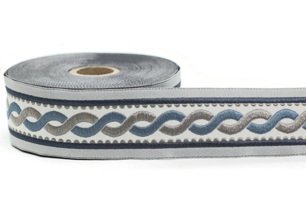 40 mm blue or brown Trim 1.57 inches, Celtic Jacquard Ribbon, Woven Tape for Upholstery and Sewing, Ruban tisse