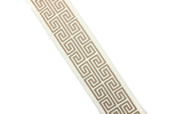 Beige 100 mm Embroidered Ribbons (3.93 inch), Jacquard Trims, Sewing Trim, Drapery Trim, Curtain Trims, Jacquard Ribbons, 176 V2