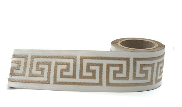 68 mm Greek Key Ribbon Trim (2.67 inch), Jacquard Trims for your Drapes, Curtains, Drapery Banding, Drapery Trim Tape V2 176