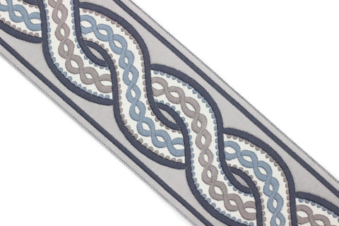 Blue 68 mm Spiral Ribbons (2.67 inch), Jacquard Trims, Sewing Trim, drapery trim, Curtain trims, Jacquard Ribbons, trim for drapery, 138 V3