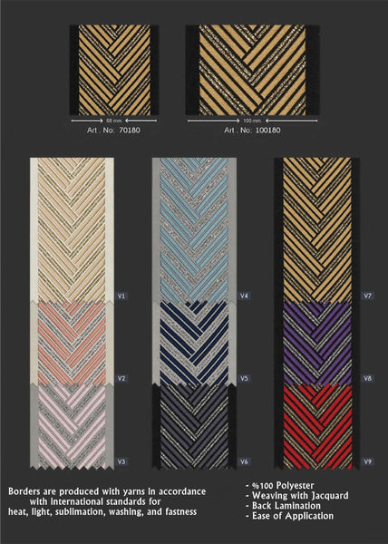68 mm Embroidered Ribbons (2.67 inch), Jacquard Trims, Sewing Trim, drapery trim, Curtain trims, Jacquard Ribbons, trim for drapery, 180 V8