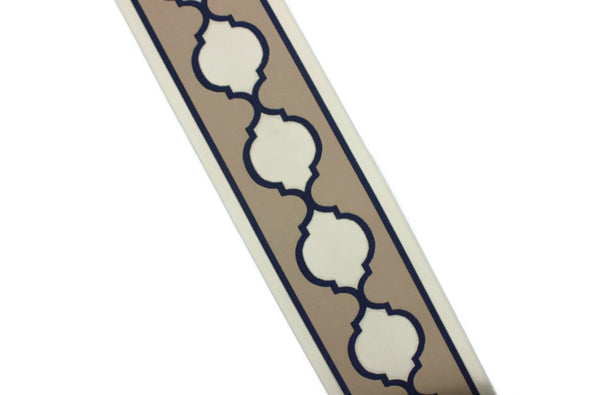 100 mm Beige-Blue Embroidered Ribbons (3.93 inch), Jacquard Trims, Sewing Trim, drapery trim, Curtain trims, Jacquard Ribbons, 186 V4