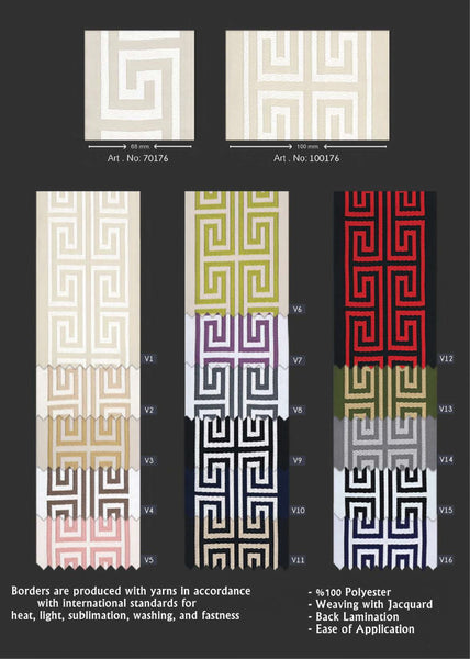 100 mm Elegant Greek Key Border, Curtain trims, Sewing Trim, drapery trim, Athena Chinoiserie ribbon Gimp Drapery, Home Decor 176 V15