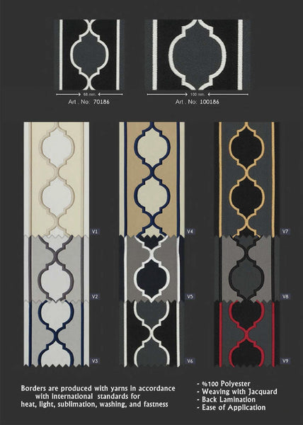 100 mm Geometric Jacquard Trims for your Drapes, Upholstery Fabric, Drapery Banding, Drapery Trim Tape Ikat Home Decoration 186 V3