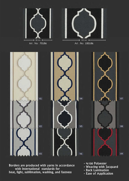 100 mm Geometric Jacquard Trims for your Drapes, Upholstery Fabric, Drapery Banding, Drapery Trim Tape Ikat Home Decoration 186 V8