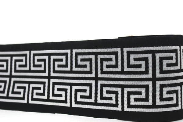 100 mm Black Elegant Greek Key Border, Curtain trims, Sewing Trim, drapery trim, Athena Chinoiserie ribbon Gimp Drapery, Home Decor 176 V9