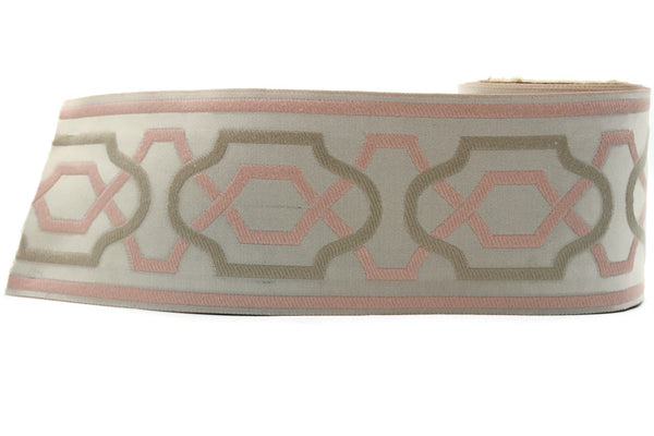 Light Pink 100 mm Embroidered Ribbons (3.93 inch), Jacquard Trims, Sewing Trim, drapery trim, Curtain trims, trim for drapery, 173