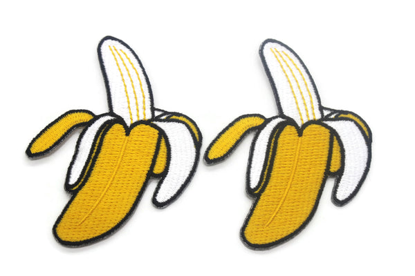 12 Pcs Banana V2 Patch 3.25 Inches Iron On Patch Embroidery, Custom Patch, High Quality Sew On Badge for Denim Sew On Patch, Fruit Appliques