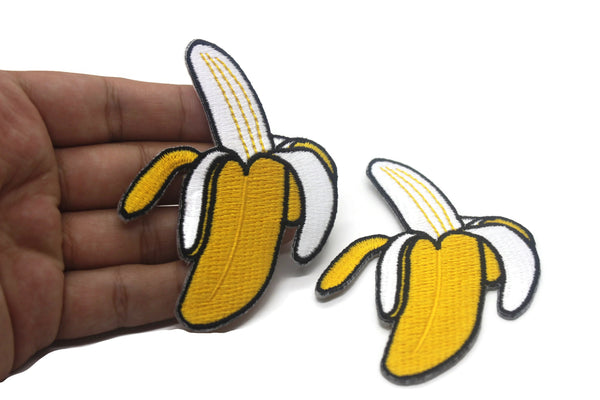 12 Pcs Banana V2 Patch 3.25 Inches Iron On Patch Embroidery, Custom Patch, High Quality Sew On Badge for Denim Sew On Patch, Fruit Appliques