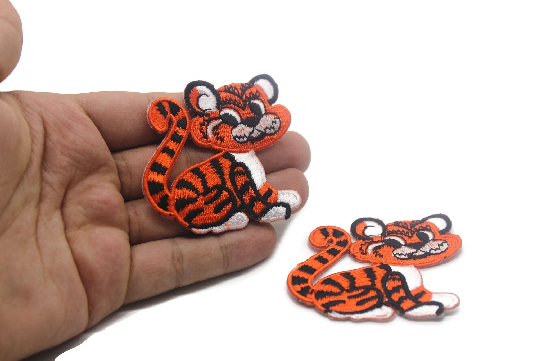 12Pcs Lovely Tiger Patch 2.16 Inch Iron On Patch Embroidery, Custom Patch, High Quality Sew On Badge for Denim, Sew On Patch,Animal Applique