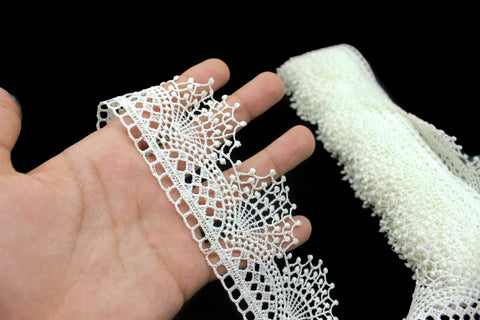 57mm 8.5Meters Guipure Off White Venice Lace Trim | 2.24 Inches Wide | Spiderweb Lace Trim | Embroidered Lace Trim | DIY Supplies
