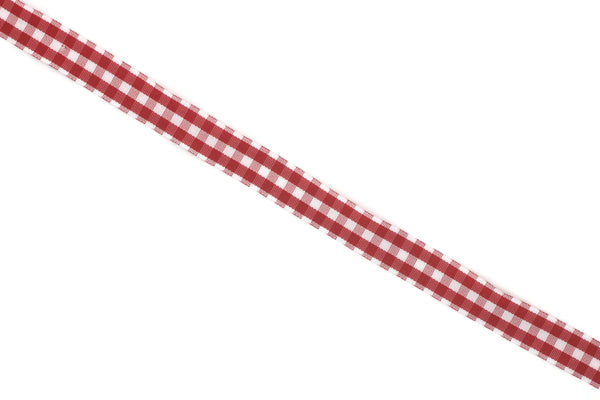 10 mm Red and White Plaid Ribbon (0.39 inch), Christmas Decorative Bow, Plaid Taffeta Ribbon, Gingham Wired Ribbon, Fabric by the yard 10650