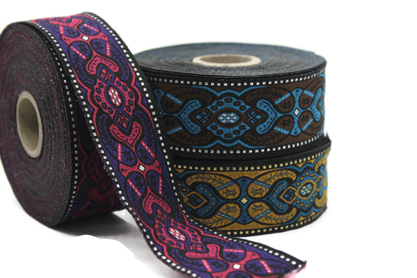 35 mm Mystic Purple jacquard Ribbons (1.37 inches) Sewing Crafts, ribbon trim,  jacquard trim, craft supplies, collar supply, trim, 35808
