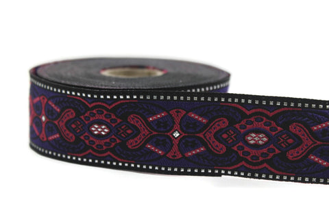35 mm Mystic Purple jacquard Ribbons (1.37 inches) Sewing Crafts, ribbon trim,  jacquard trim, craft supplies, collar supply, trim, 35808