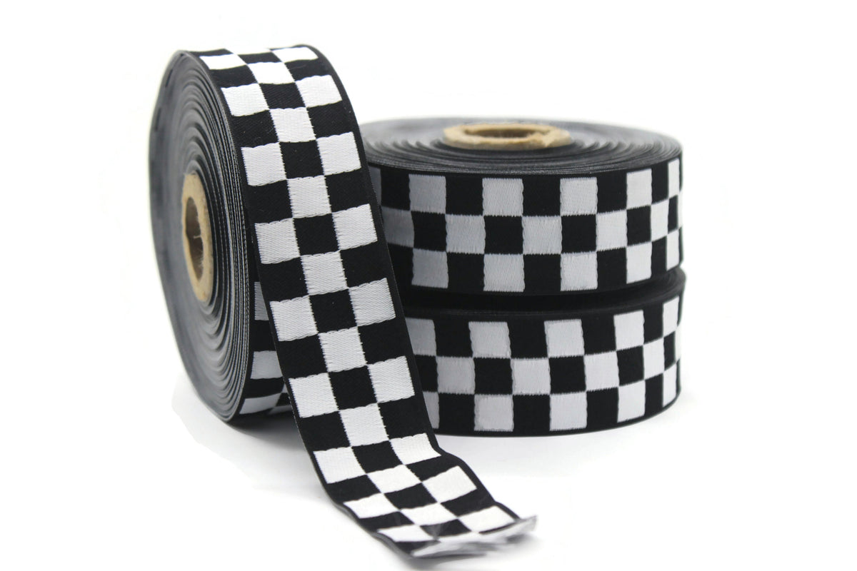 30 mm checkers ribbon, Checkerboard ribbon, Christmas jacquard ribbons ...