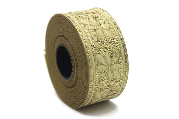 35 mm Metallic Gold Celtic Violet Jacquard Ribbon (1.37 inches), Celtic Tapestry, Jacquard trim, Drapery Trim, Upholstery Fabric 35084