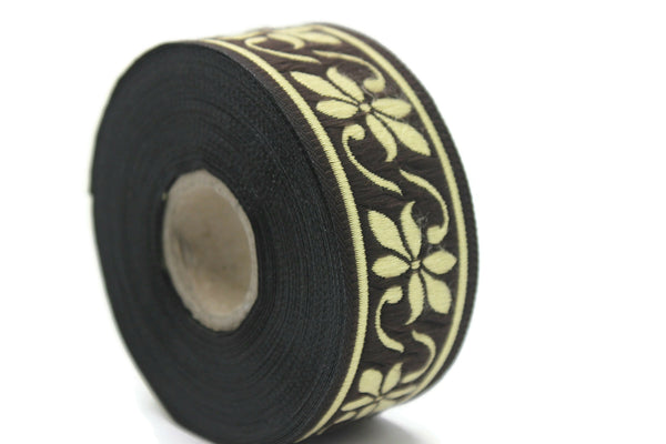 35 mm Dark Brown Celtic Violet Jacquard Ribbon (1.37 inches), Celtic Tapestry, Jacquard trim, Drapery Trim, Upholstery Fabric 35084