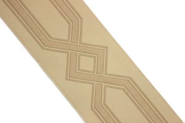 68 mm Light Brown Embroidered Ribbons (2.67 inch), Jacquard Trims, Sewing Trim, drapery trim, Curtain trims, trim for drapery, 178 V2