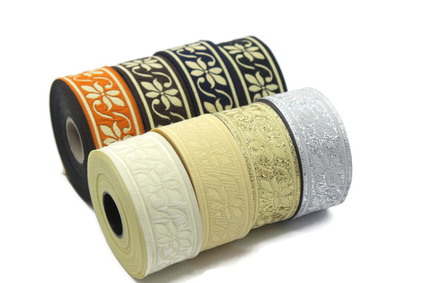 35 mm Celtic Violets 1.37 (inch) | Celtic Ribbon | Embroidered Woven Ribbon | Jacquard Ribbon | 35mm Wide | 35977