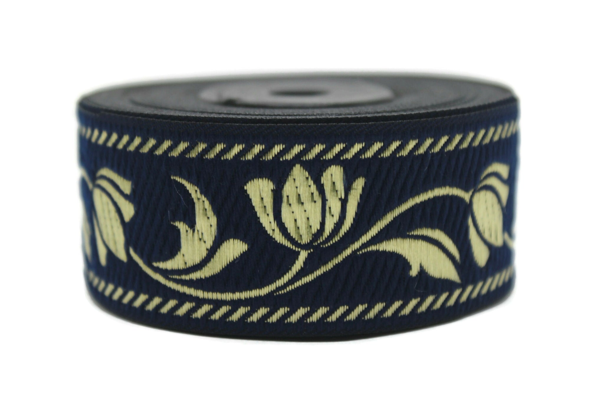 35 mm Blue ribbons, Jacquard ribbons (1.37 inches), Tulips embroidered ribbon, Jacquard trim, ribbon trim, trimming, sewing trims, 35090