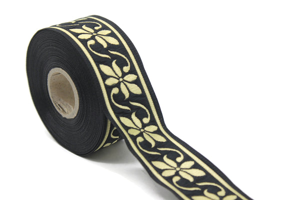 35 mm Black Celtic Violet Jacquard Ribbon (1.37 inches), Celtic Tapestry, Jacquard trim, Drapery Trim, Upholstery Fabric 35084
