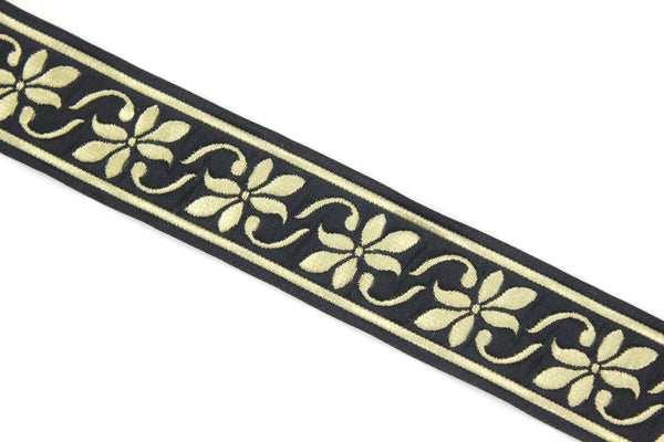 35 mm Black Celtic Violet Jacquard Ribbon (1.37 inches), Celtic Tapestry, Jacquard trim, Drapery Trim, Upholstery Fabric 35084