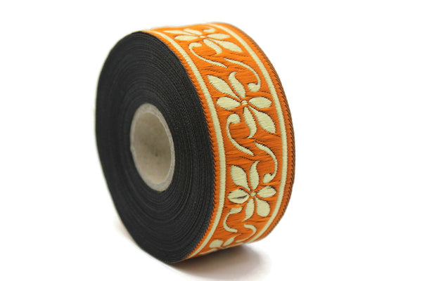 35 mm Orange Celtic Violet Jacquard Ribbon (1.37 inches), Celtic Tapestry, Jacquard trim, Drapery Trim, Upholstery Fabric 35084