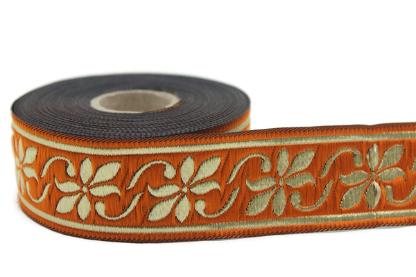 35 mm Orange Celtic Violet Jacquard Ribbon (1.37 inches), Celtic Tapestry, Jacquard trim, Drapery Trim, Upholstery Fabric 35084