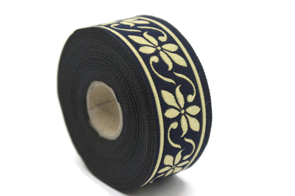 35 mm Dark Blue Celtic Violet Jacquard Ribbon (1.37 inches), Celtic Tapestry, Jacquard trim, Drapery Trim, Upholstery Fabric 35084