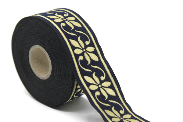 35 mm Dark Blue Celtic Violet Jacquard Ribbon (1.37 inches), Celtic Tapestry, Jacquard trim, Drapery Trim, Upholstery Fabric 35084
